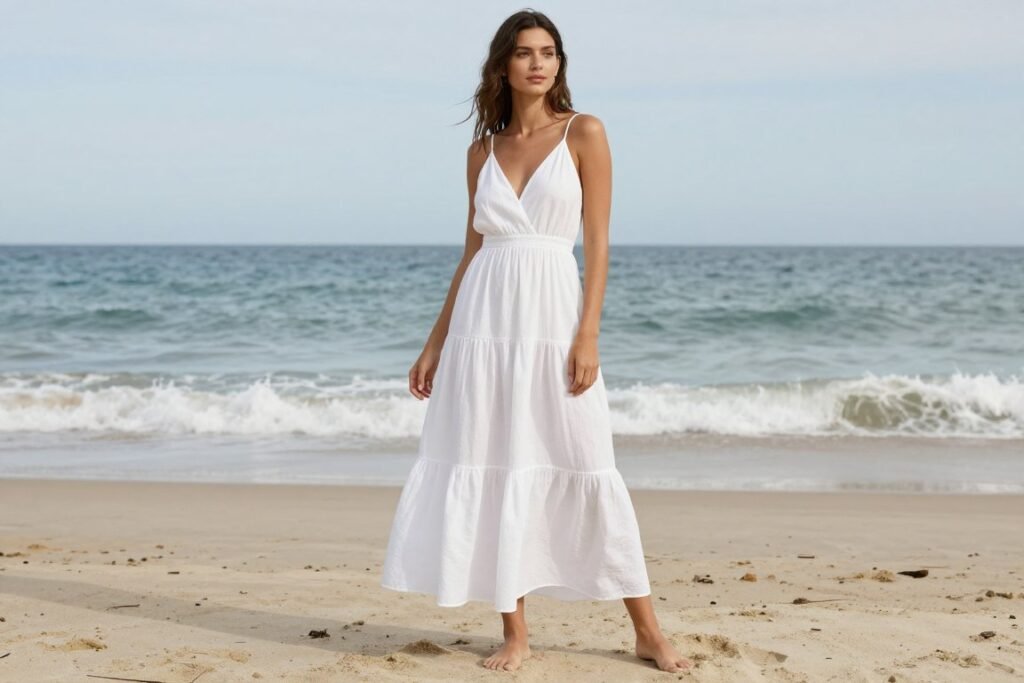 casual beach wedding dress white