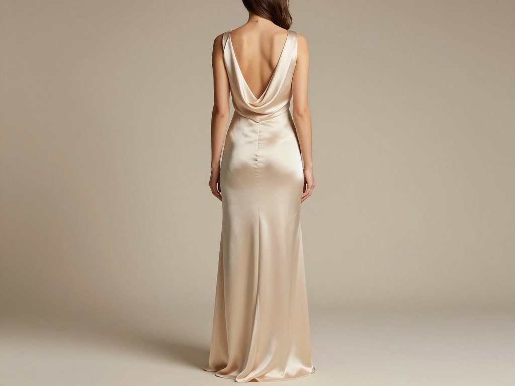 champagne satin maxi dress with back detail