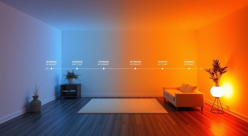 circadian rhythm ambient lighting showing color temperature changes throughout day circadian rhythm ambient lighting showing color temperature changes throughout day