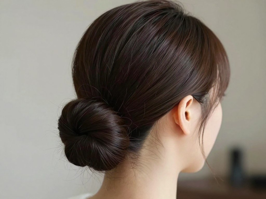 classic low bun wedding guest hairstyle for long hair