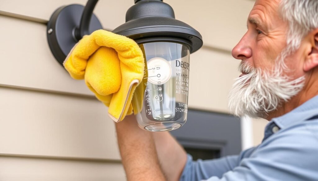 cleaning outdoor light fixtures with cloth