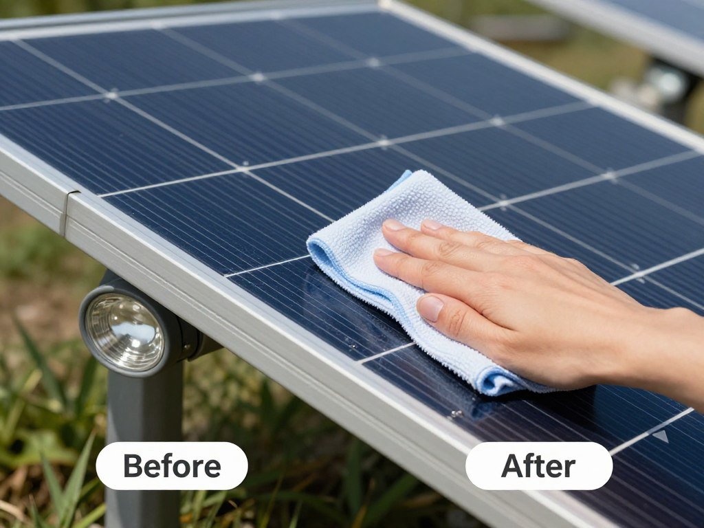 cleaning solar panel on pathway light