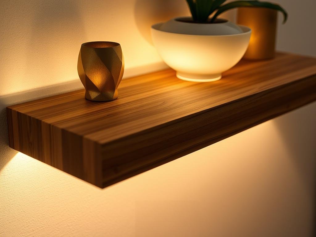 close-up of LED strip installation under floating shelf showing proper placement for optimal glow close-up of LED strip installation under floating shelf showing proper placement for optimal glow