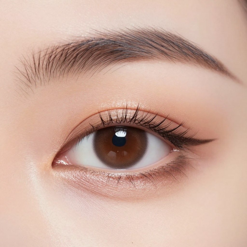 close up of perfectly finished brown eye makeup showing all details