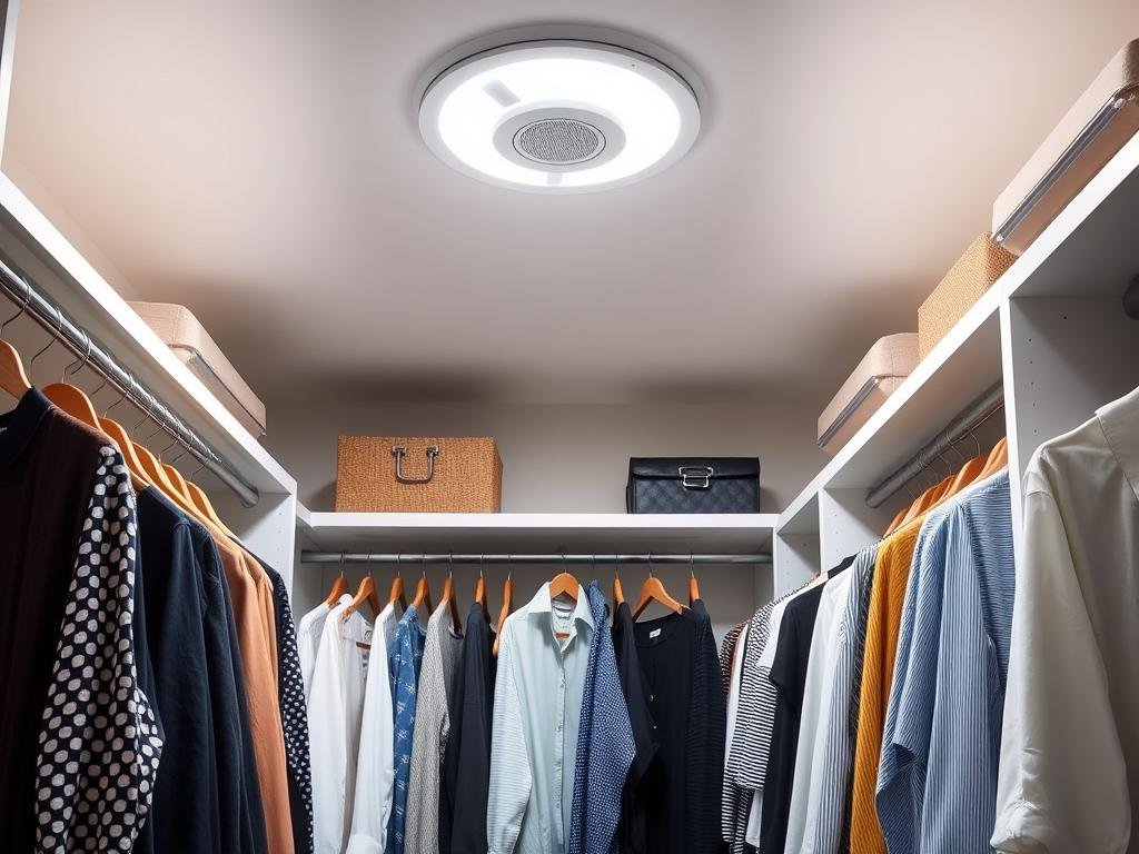 closet lighting with overhead LED fixtures