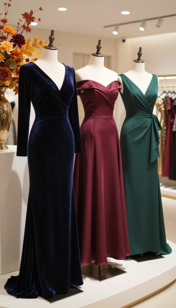 collection of formal autumn wedding guest gowns