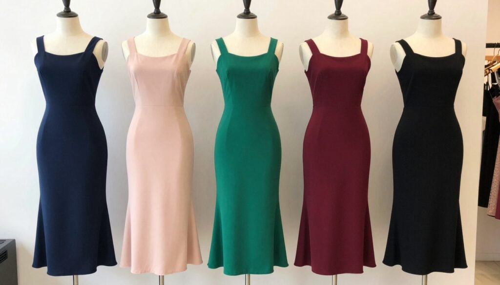 collection of halter neck midi dresses in various colors