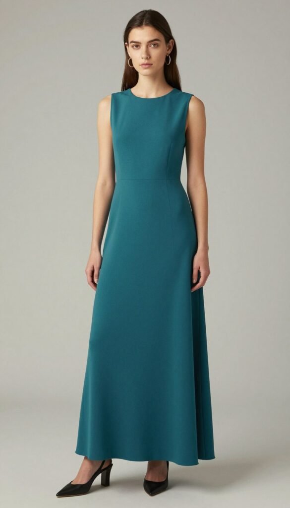 color blocked maxi dress in complementary tones
