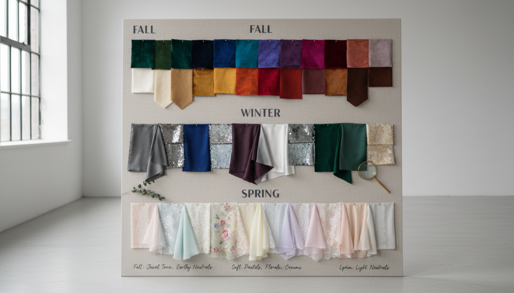 color palette guide for wedding guest dresses by season