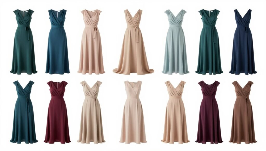color palette showing formal wedding guest dress colors