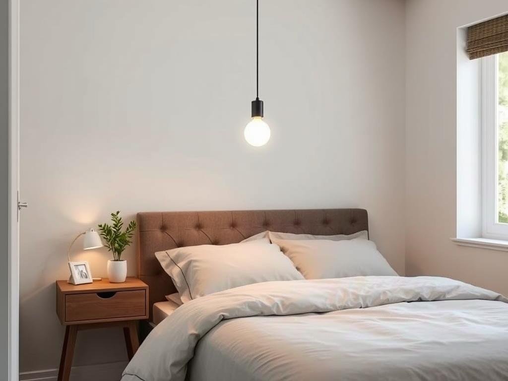 compact pendant light for small bedroom nightstand