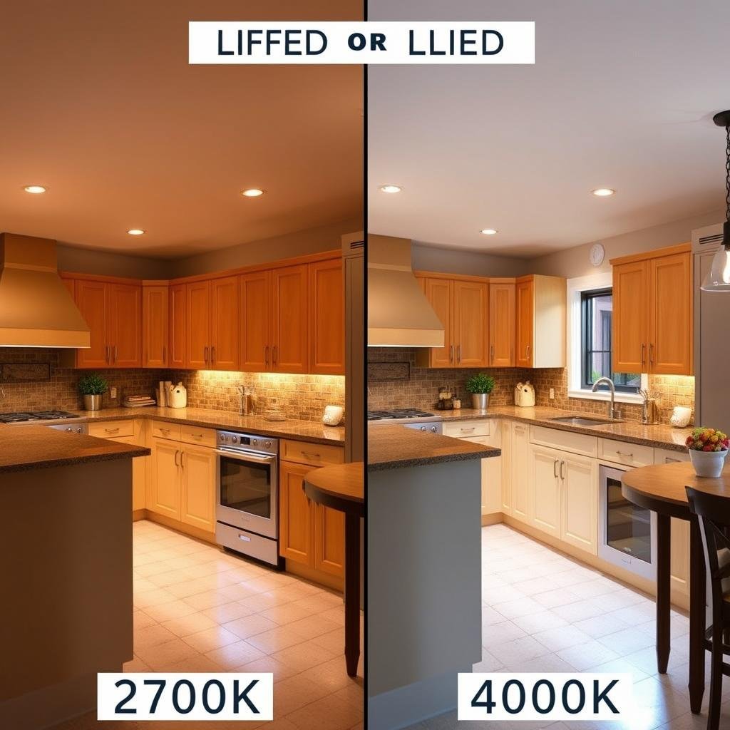 comparison of different LED color temperatures in kitchen setting comparison of different LED color temperatures in kitchen setting