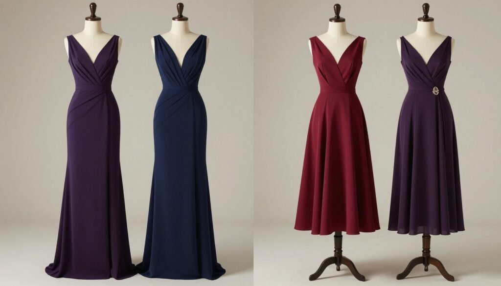 comparison of maxi dress and midi dress lengths for weddings