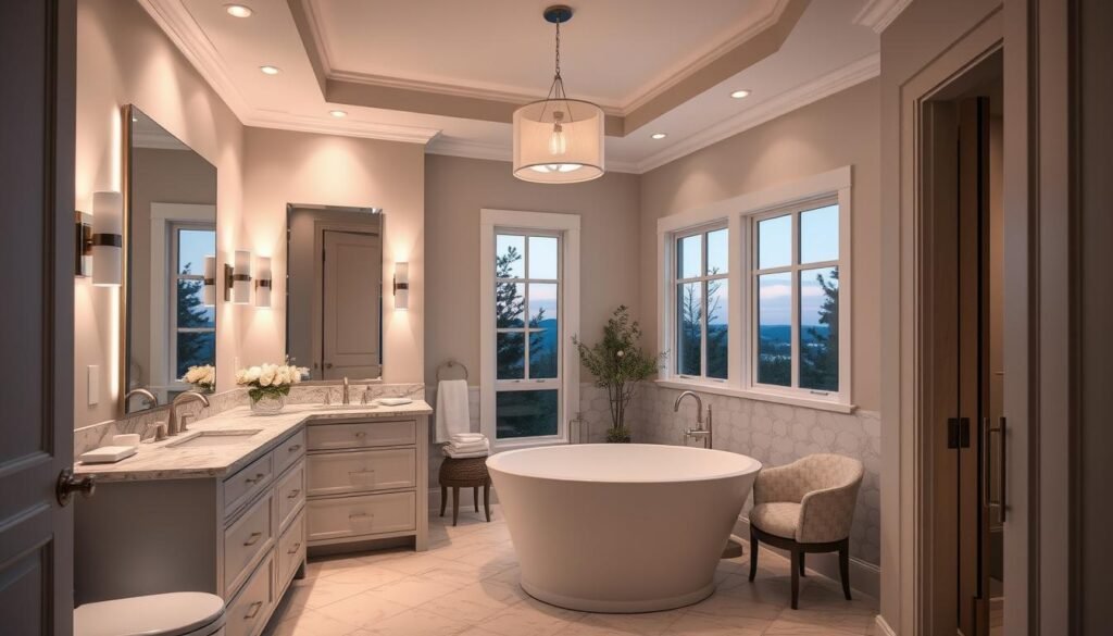 complete bathroom showing all lighting layers working together complete bathroom showing all lighting layers working together