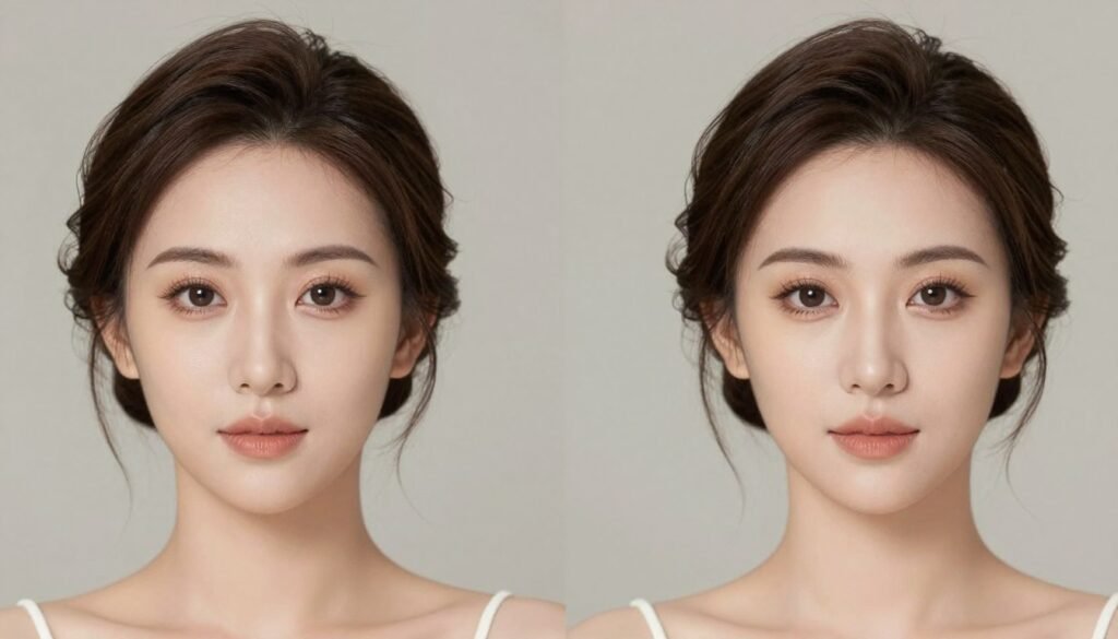 complete wedding guest look with coordinated hair and brown eye makeup