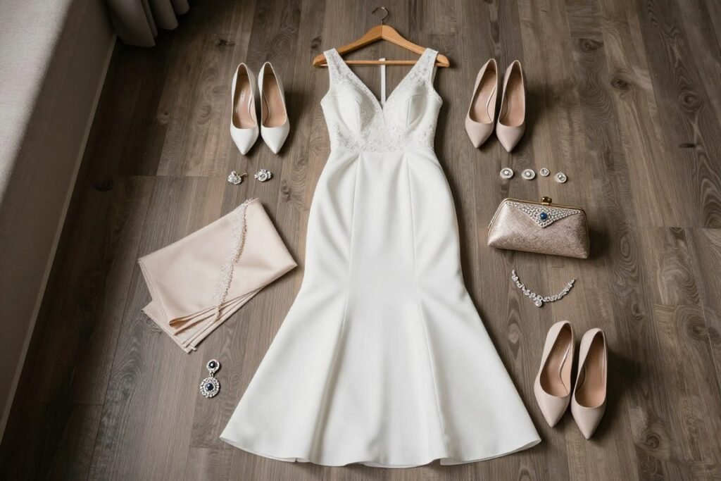 complete wedding guest outfit ready to go
