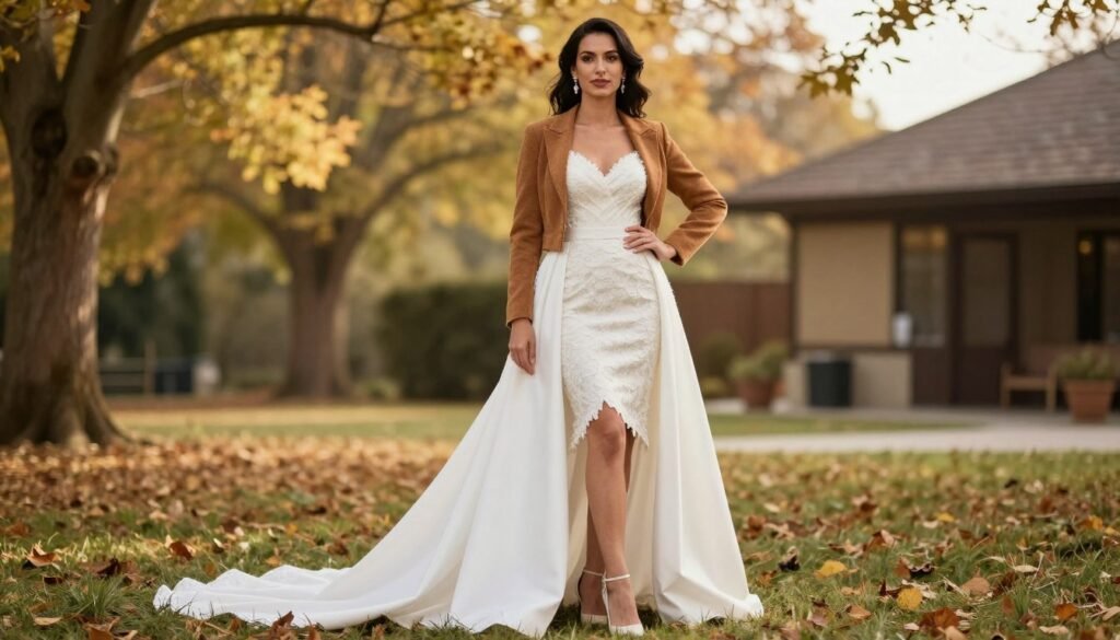 confident wedding guest in complete october outfit
