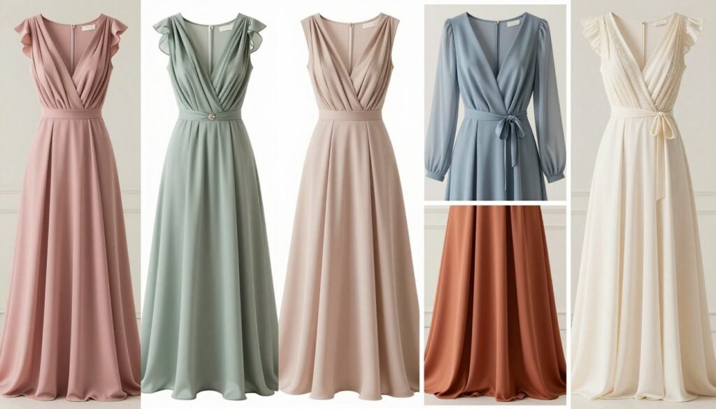 country wedding color palette dresses