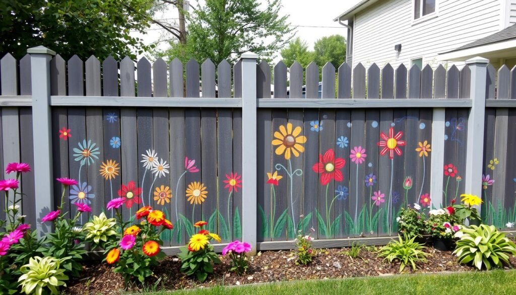 creative fence design with decorative elements and paint