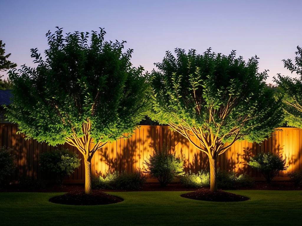 decorative trees with uplighting creating shadows decorative trees with uplighting creating shadows