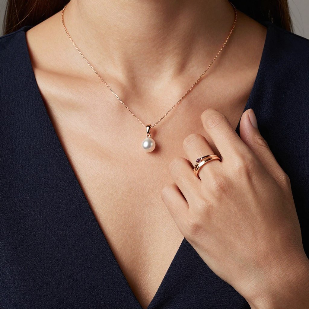 delicate jewelry coordination with dress