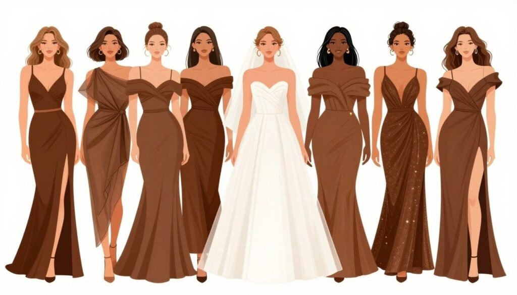 different brown dress styles for various body types
