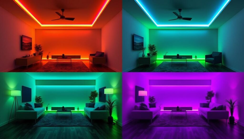 different color ambient lighting creating various moods in same room different color ambient lighting creating various moods in same room