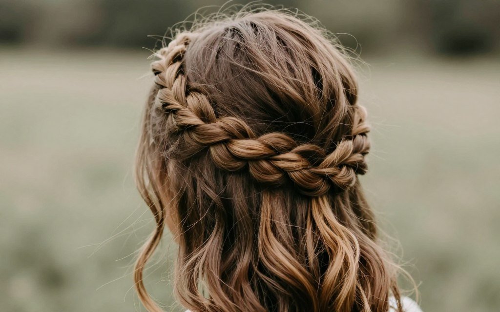 dutch braid crown wedding guest hairstyle