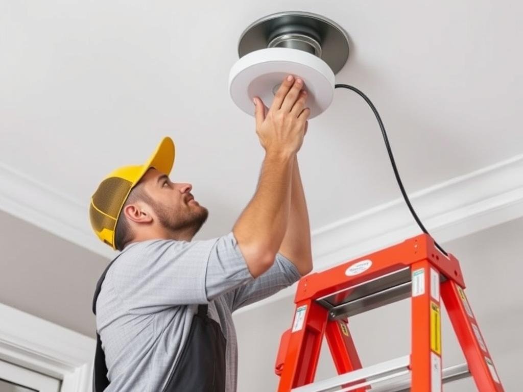 electrician installing ceiling light fixture safely electrician installing ceiling light fixture safely