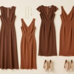 elegant brown wedding guest dress collection showcasing various styles