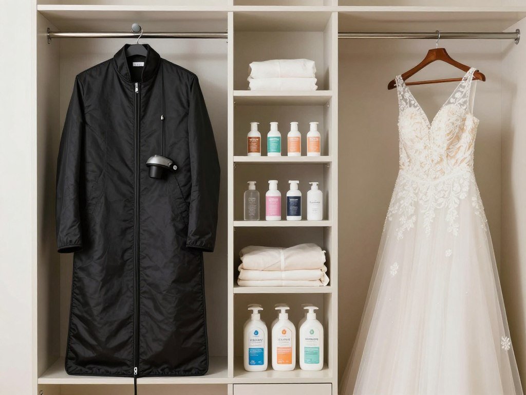 elegant dress care and storage setup