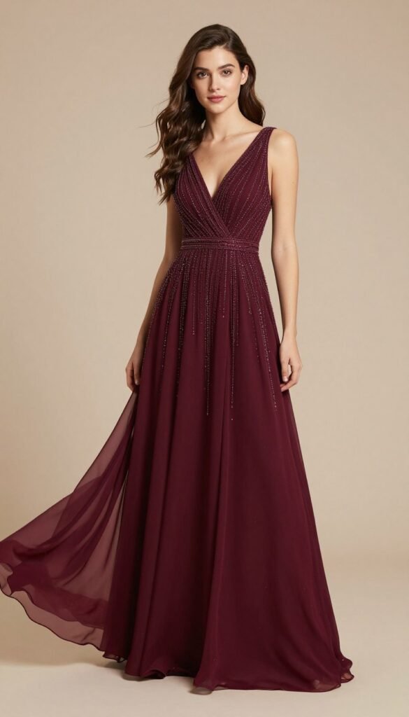 elegant evening gown with detailed embellishments