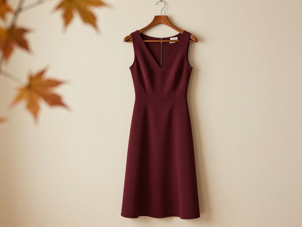 elegant fall wedding guest dress in burgundy color