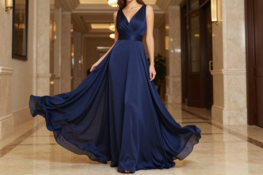 elegant flowing maxi dress for formal wedding