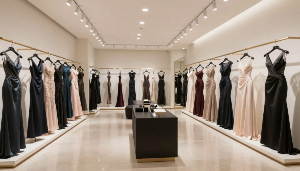 elegant formal dress shopping display