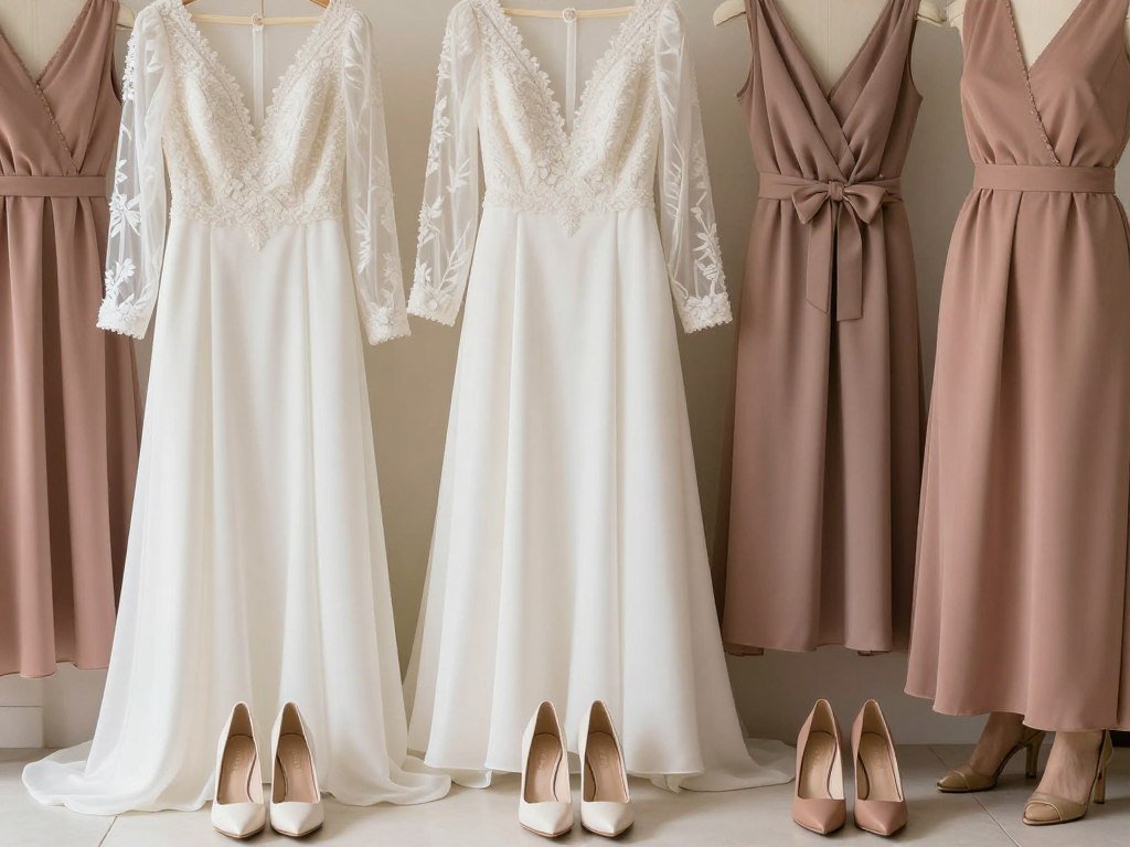 elegant heels coordinated with long sleeve dress