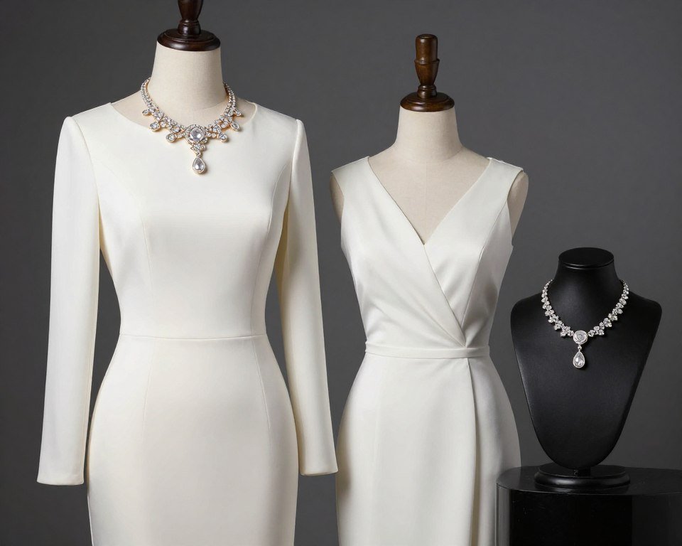 elegant jewelry pairing with long sleeve dress