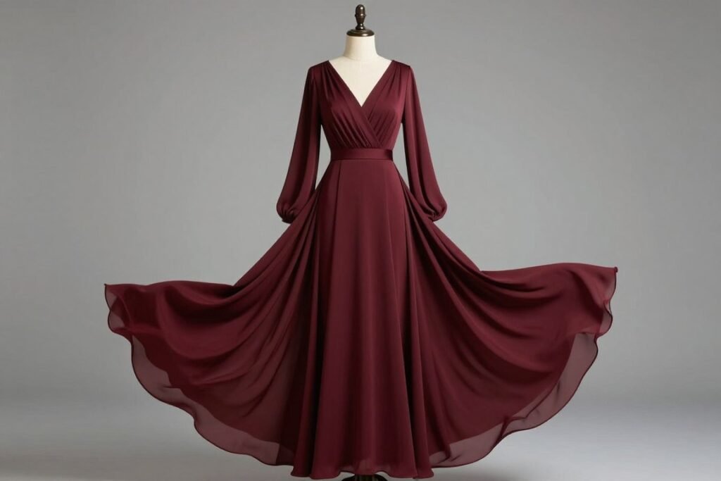 elegant maxi dress in burgundy for fall wedding