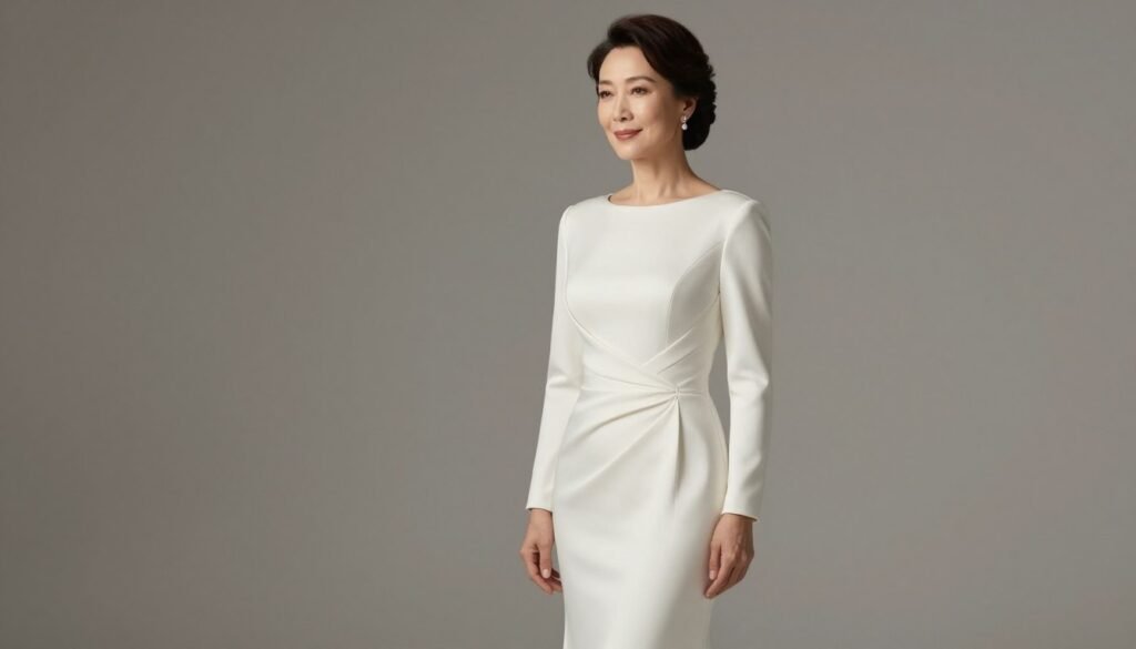 elegant mother of bride dress in long sleeve style
