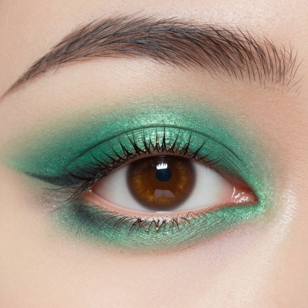 emerald green eyeshadow on brown eyes wedding makeup