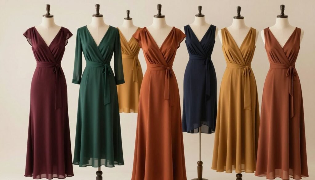 fall color palette inspiration with dresses