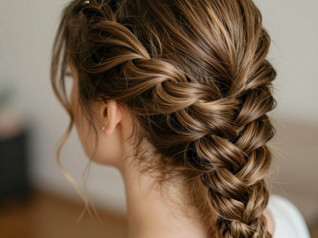 fishtail braid wedding guest hairstyle long hair