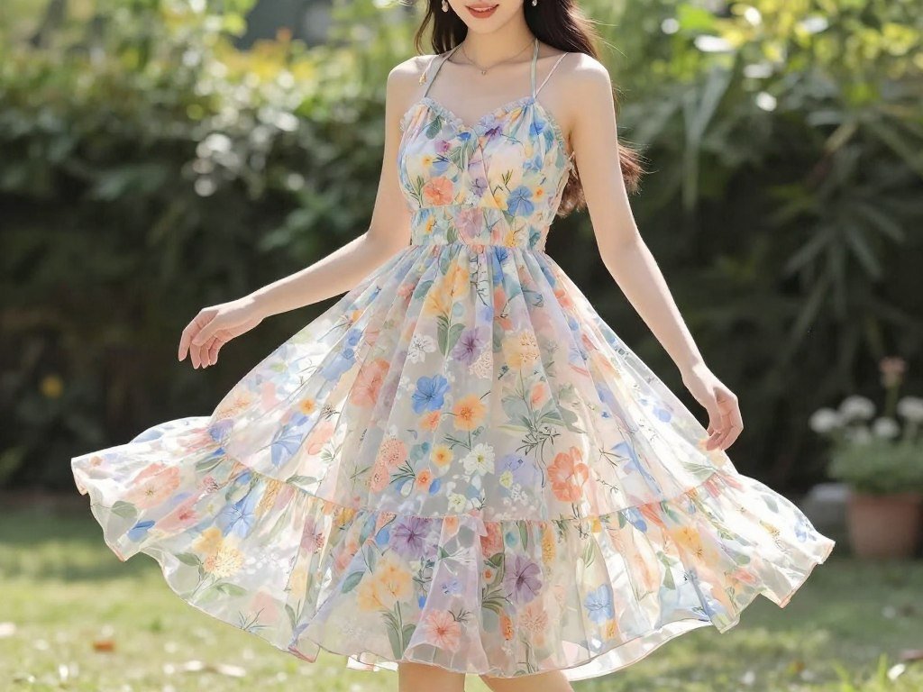 floral halter midi dress for wedding guest