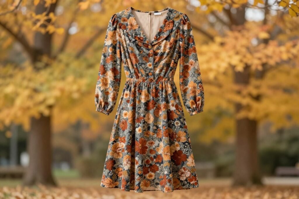 floral knee length fall dress