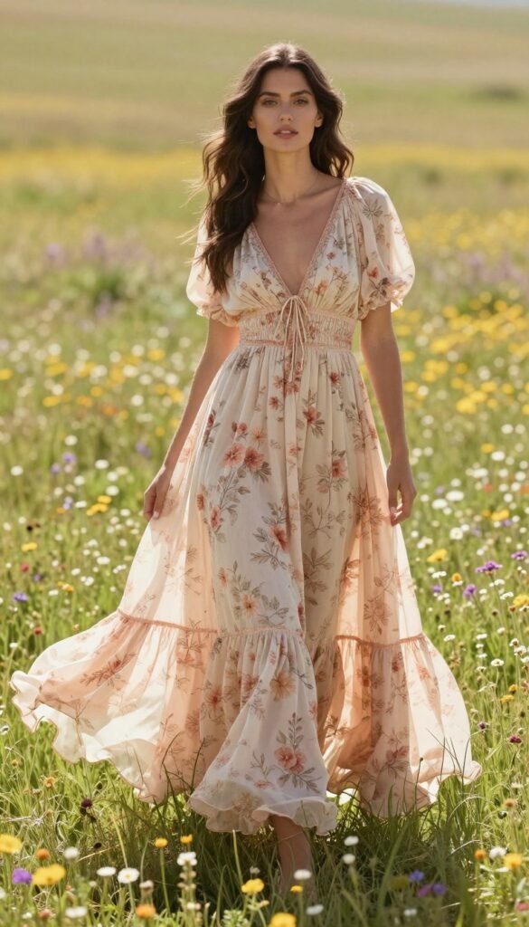 floral maxi dress country wedding guest outfit