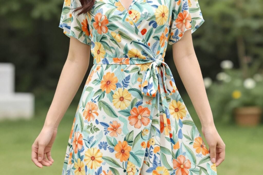 floral wrap dress for summer wedding
