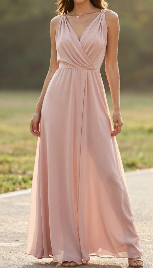 flowing maxi dress in dusty rose