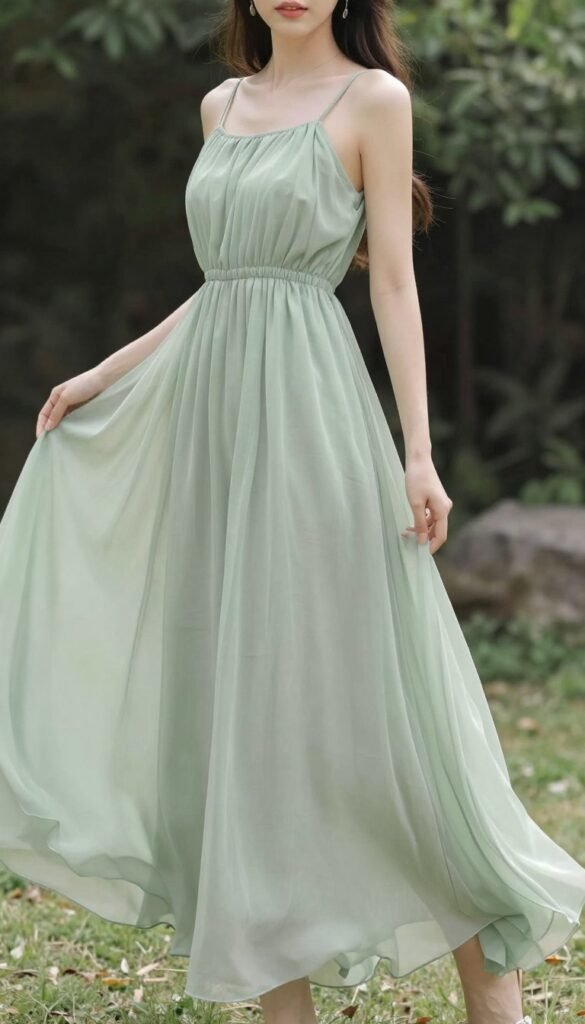 flowing maxi dress in sage green