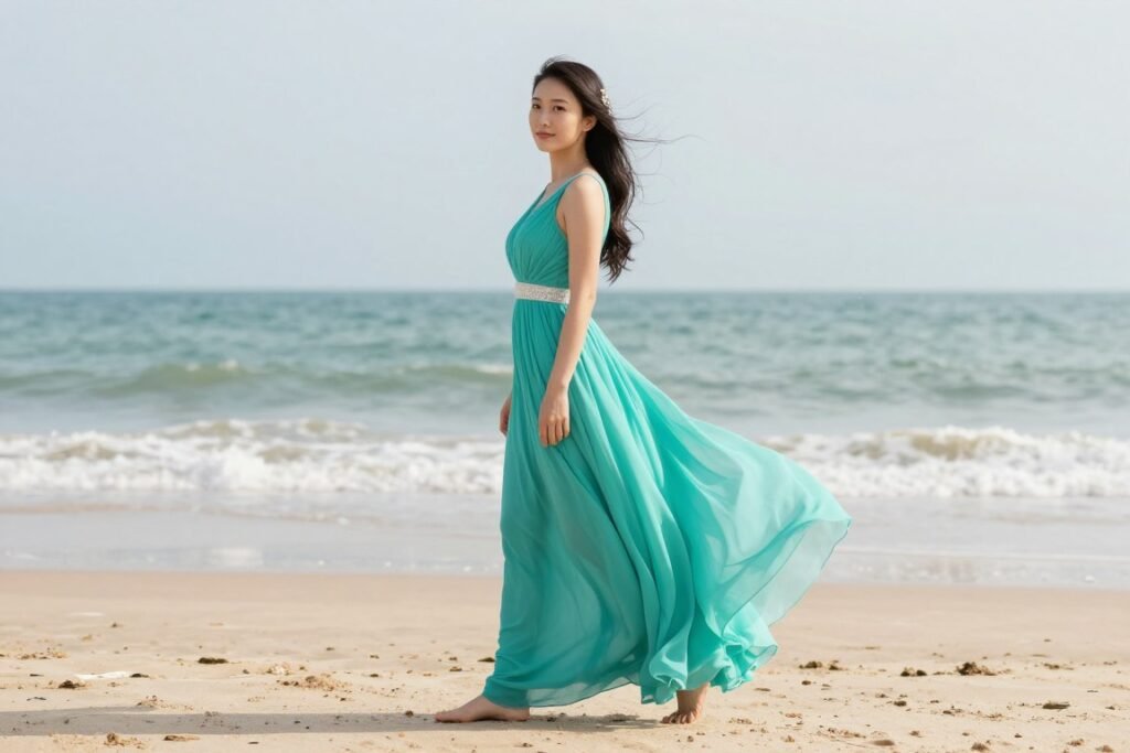 flowy beach wedding dress turquoise