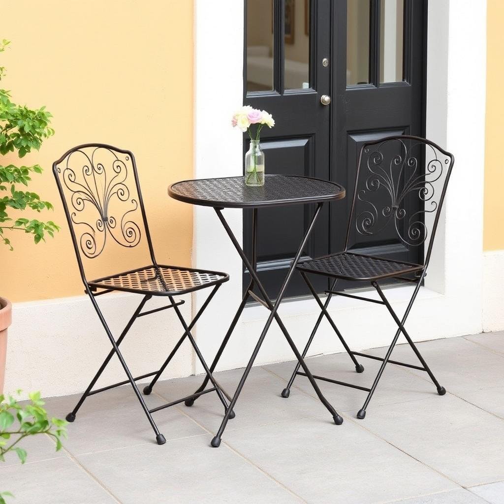folding bistro table and chairs set for small patio